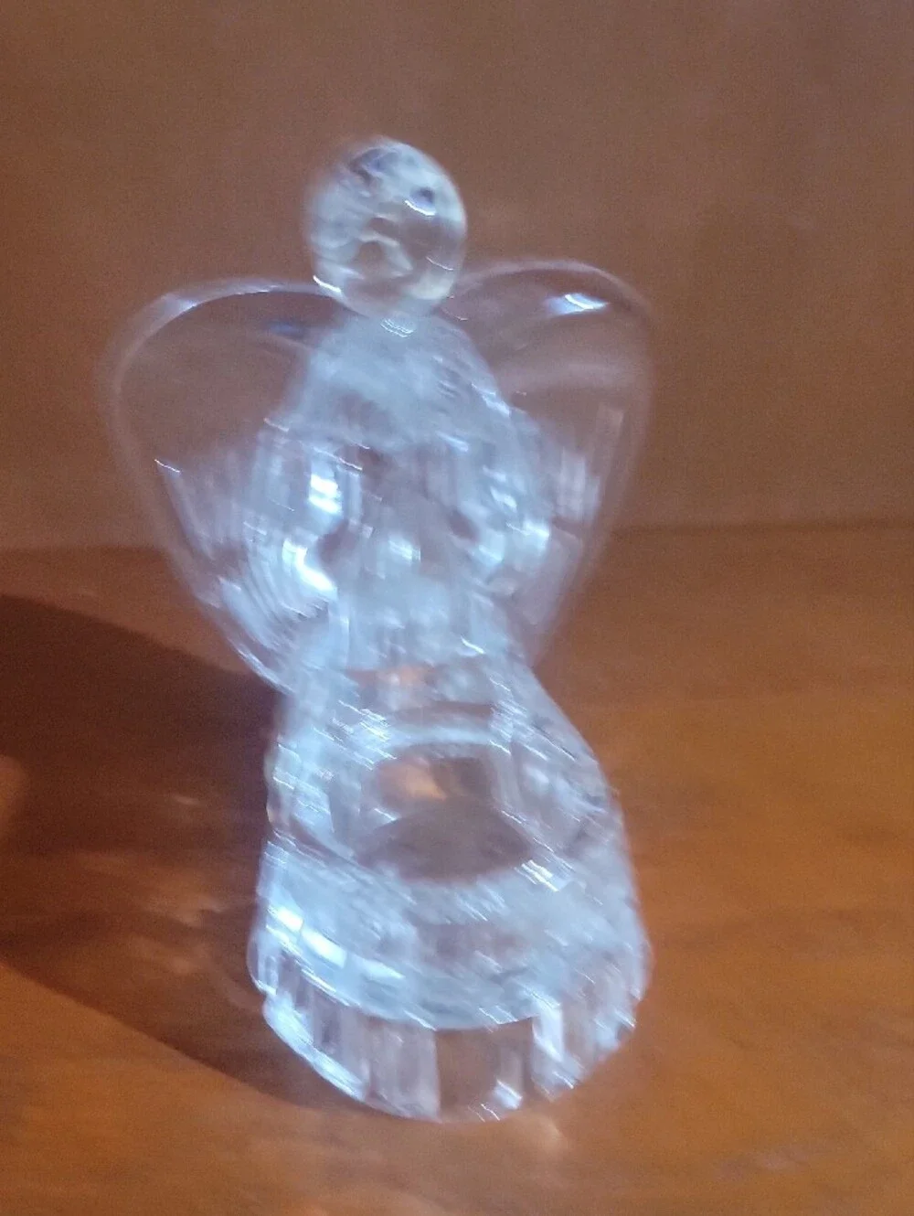 Vtg. Heavy Clear DePlomb Crystal Angel Votive Tealight Candle Holder- USA